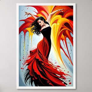Spaans Spirit Artwork in Flamenco Dance Painting Poster
