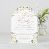 Spaans Taal Nuestra Boda flores pintadas boog Kaart (Staand voorkant)
