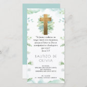 Spaans, Turquoise groen doop Bladwijzer Favor Bedankkaart (Voorkant / Achterkant)