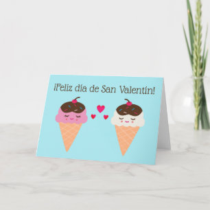 Spaans Valentijnsdag Kaart met Ice Cream Cones