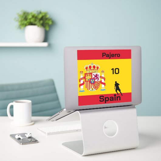 Spaans Voetbal, aanpasbaar Sticker (Laptop op bureau)