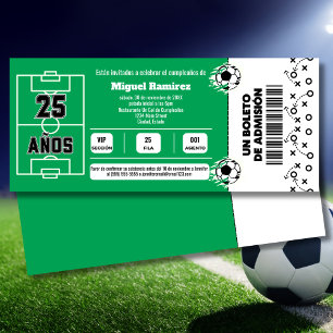 Spaans Voetbalwedstrijdkaartje voor 25e Verjaardag Kaart