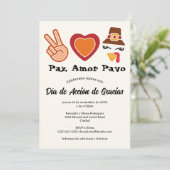 Spaans Vredesliefde Turkije Dag van de Thanksgivin Kaart (Staand voorkant)