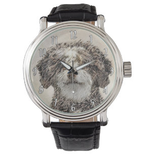Spaans waterhondenschilderij - Kute Original Dog A Horloge