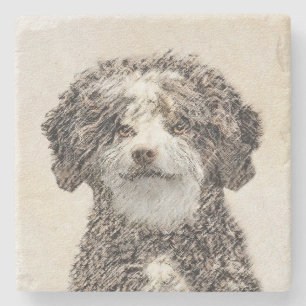 Spaans waterhondenschilderij - Kute Original Dog A Stenen Onderzetter