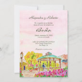 Spaans Waterverf Oude Stad Kiosk Mexico Huwelijk Kaart (Voorkant)