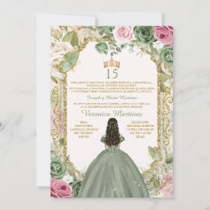 Spaans Wijze Roze & Goud 15 Años Prinses Verjaarda Kaart