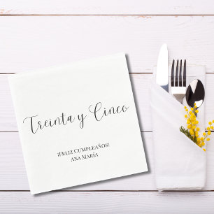 Spaans zwart-wit minimalistisch 35 jarig jubileum servet