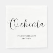 Spaans zwart-wit minimalistische 80ste verjaardag servet (Voorkant)