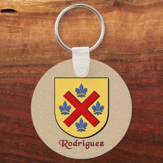 Spaanse achternaam Rodriguez Historical Shield Sleutelhanger (Voorkant)