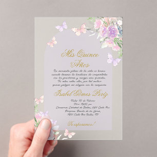 Spaanse acryl quinceanera uitnodigingen