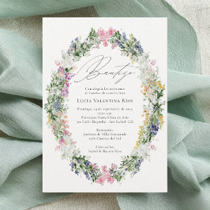 Spaanse Bautizo Script Bloemen Doop Kaart