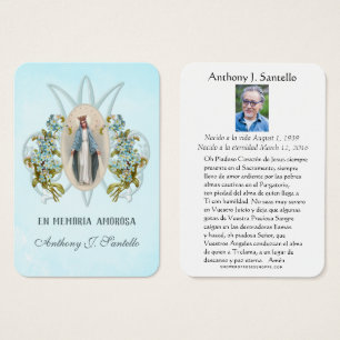 Spaanse begrafenis katholieke Mary Memorial Gebed Visitekaartje