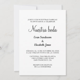 spaanse blanco de boda trouwuitnodigingen kaart