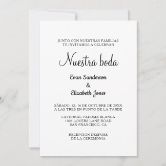spaanse blanco de boda trouwuitnodigingen kaart