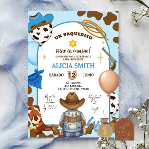 Spaanse Blauwe Cowboy Jongens Baby Shower Kaart