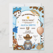 Spaanse Blauwe Cowboy Jongens Baby Shower Kaart (Voorkant)