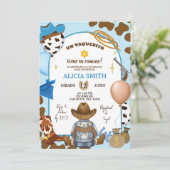 Spaanse Blauwe Cowboy Jongens Baby Shower Kaart (Staand voorkant)