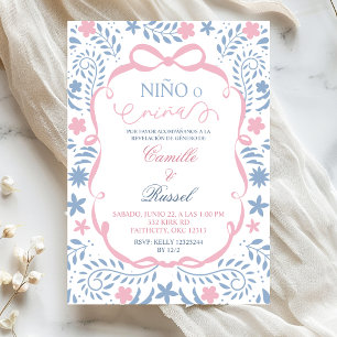 Spaanse Blauwe Roze Cielito Lindo Geslacht Reveal Kaart