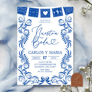 Spaanse Blauwe Talavera Frame Nuestra Boda Kaart