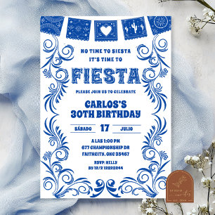 Spaanse Blauwe Talavera Verjaardagsfeest Kaart