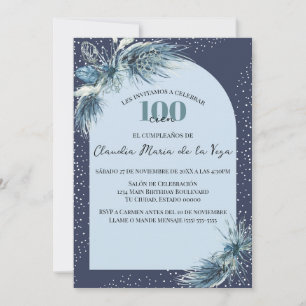 Spaanse Blauwe Winterbloemen 100ste Verjaardagsfee Kaart
