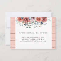 Spaanse, Blush en Dusty Blue Floral RSVP-kaart