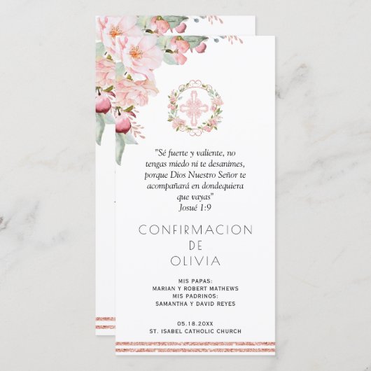 Spaanse Blush Roze Bevestiging Boekmerk Favoriet Bedankkaart (Voorkant / Achterkant)