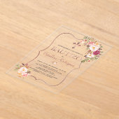 Spaanse Blush Roze Met Bloemen Rose Goud Doopfeest Acryl Uitnodigingen (Laagn)