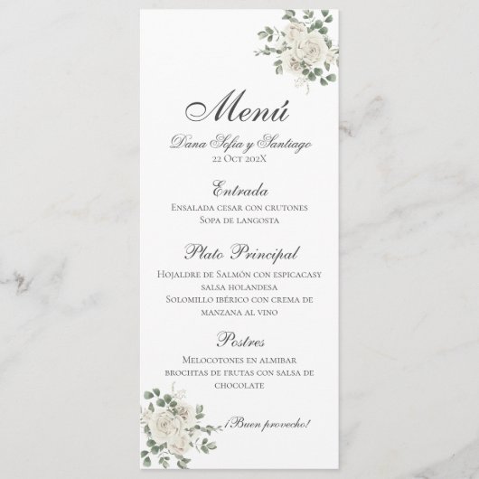 Spaanse Boho bruiloft Menu (Voorkant)