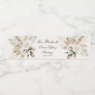 Spaanse Boho bruiloft Waterfles Etiket