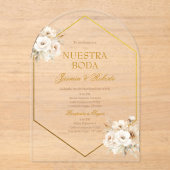 Spaanse Boho Floral Wedding Acryl Uitnodigingen (Voorkant)