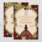 Spaanse Bourgondische prinses Floral Wood 15 Años Kaart (Voorkant / Achterkant)