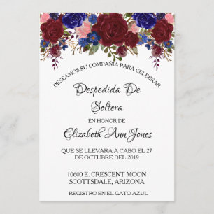 Spaanse Bruidsdouche Navy Bordeaux Bloemstuk Kaart