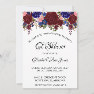 Spaanse Bruidsjonker Navy Burgundy Bloemen Kaart