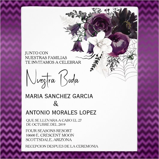 Spaanse bruiloft Halloween Flower Nuestra Boda Flyer