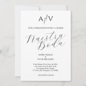 Spaanse bruiloft Nuestra Boda Monogram Minimalisti Kaart (Voorkant)