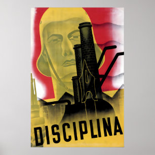 Spaanse Burgeroorlog Poster Discipline! CNT FAI Mu
