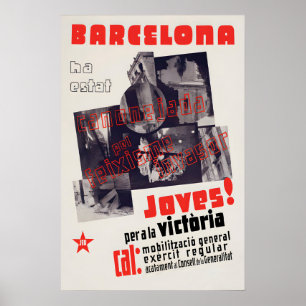 Spaanse Burgeroorlog Poster Fascisme valt binnen