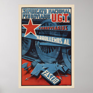 Spaanse Burgeroorlog Poster Spoorwegarbeiders over