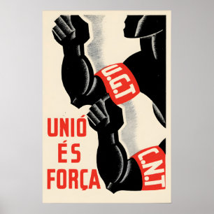 Spaanse Burgeroorlog Poster UGT CNT Eenheid is kra