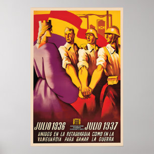 Spaanse Burgeroorlog Propagandaposter Eenheid in d Poster