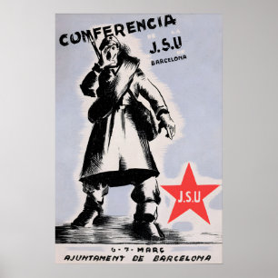 Spaanse Burgeroorlog Propagandaposter JSU-conferen Poster