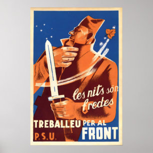 Spaanse Burgeroorlog Propagandaposter Werk voor de Poster