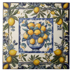 Spaanse citroenen in vaas Pot Blauw & Wit Tegeltje