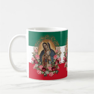 Spaanse dame van Guadalupe Mexicaanse vlag Religie Koffiemok