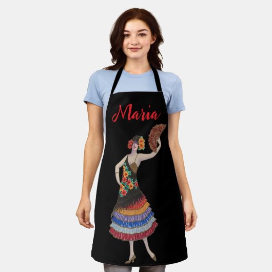 Spaanse danser Flamenco Custom Name Schort (Gedragen)