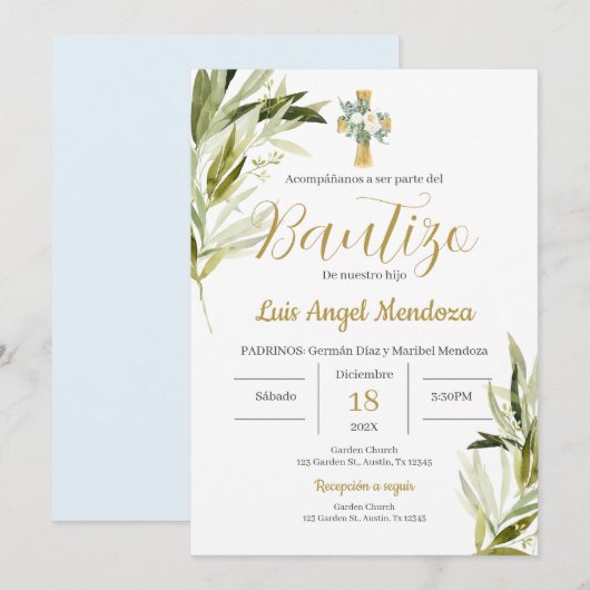 Spaanse doop jongen kaart (Voorkant / Achterkant)