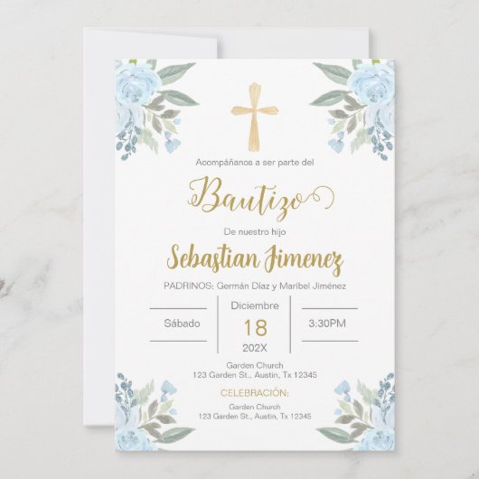 Spaanse doop jongen kaart (Voorkant)