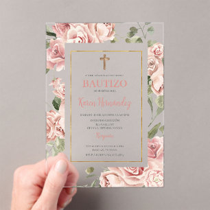 Spaanse doop meisje acryl uitnodigingen